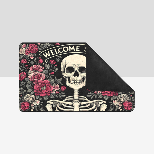 Welcome Spring Skeleton Rubber Doormat