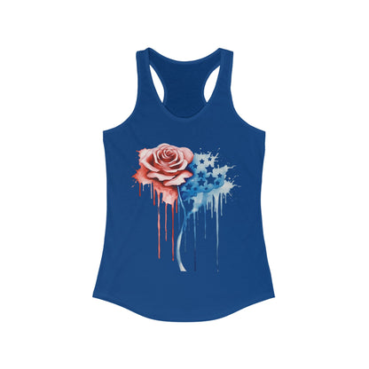 Dripping Rose With Stars 4th of July Women's Racerback Tank Top Red White Blue Fourth ShirtTank TopVTZdesignsXSSolid Royal4th of JulyAmerican flagDTG