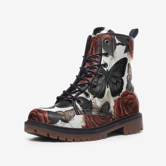 Butterflies and Roses Combat Boots