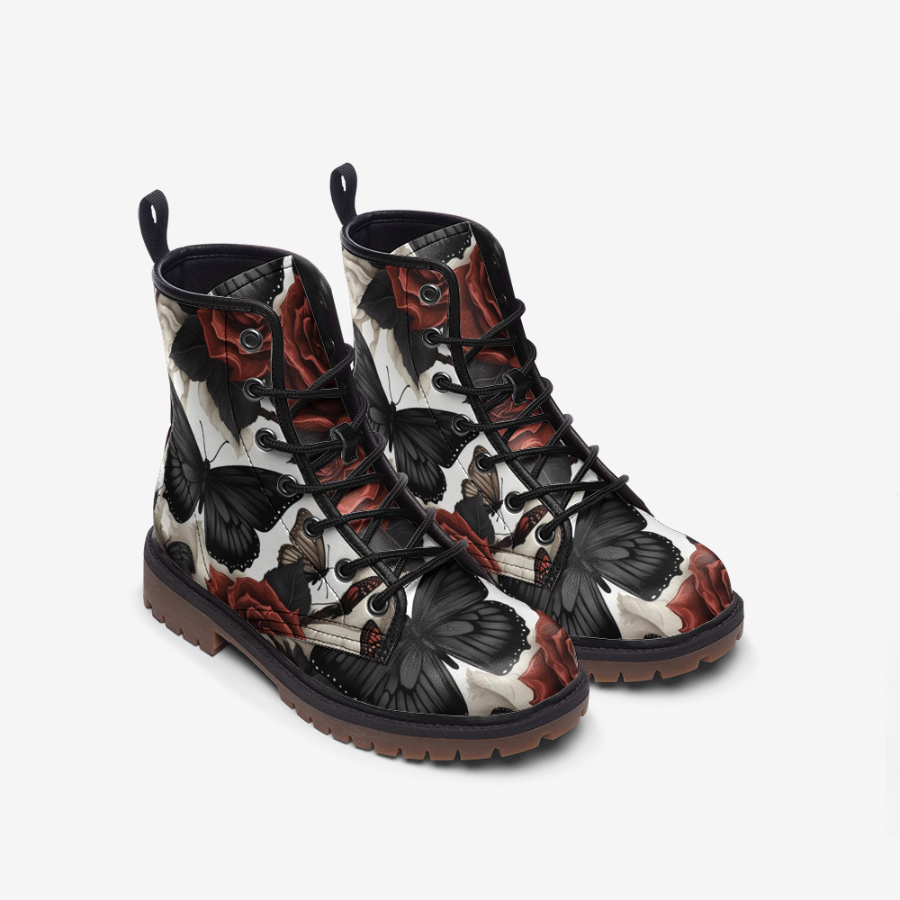 Butterflies and Roses Combat Boots