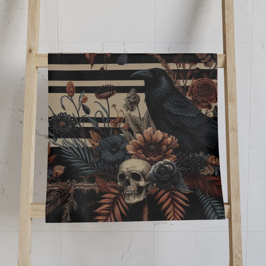 Ravens Florals and Stripes Hand Towel