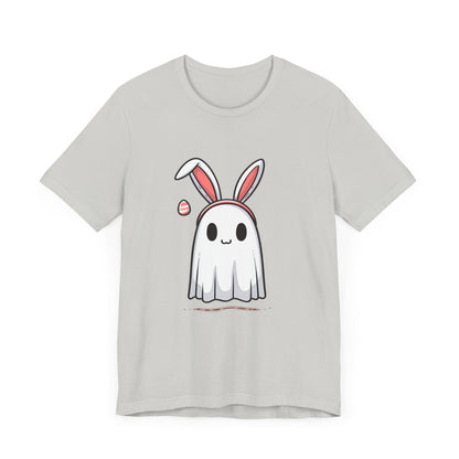 Easter Ghost Short Sleeve Tee ShirtT - ShirtVTZdesignsSilverXSbunnyCottonCrew neck