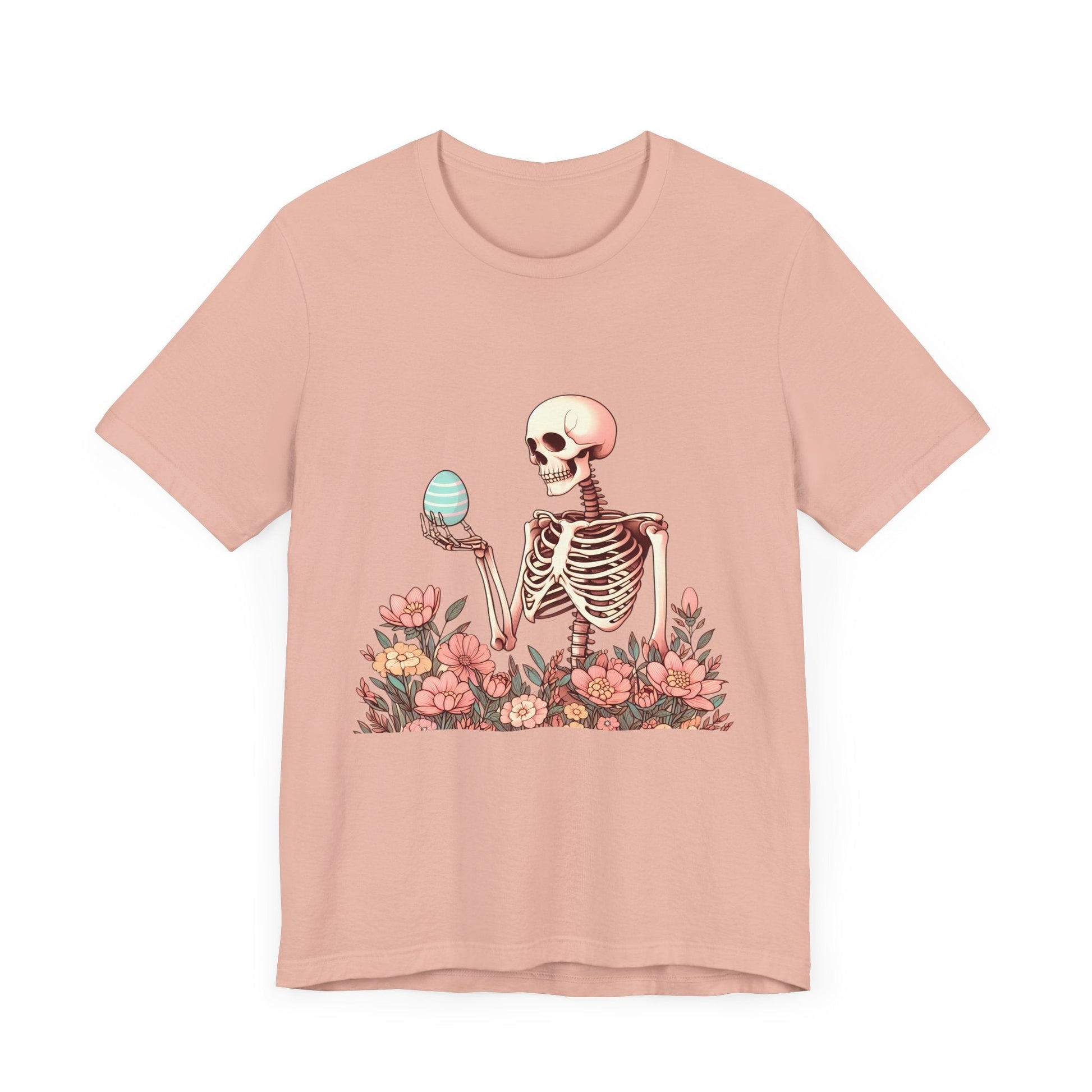 Easter Skeleton Short Sleeve Tee ShirtT - ShirtVTZdesignsPeachXSCottonCrew neckDTG