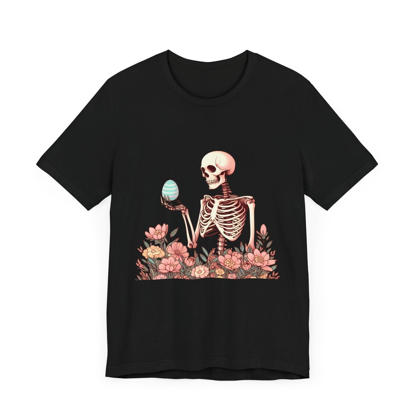 Easter Skeleton Short Sleeve Tee ShirtT - ShirtVTZdesignsBlackXSCottonCrew neckDTG