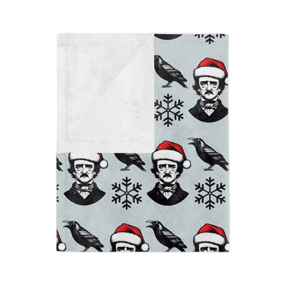 Edgar Allan Poe in Santa Hat Throw BlanketHome DecorVTZdesigns40" × 30"blanketschristmascreepmas