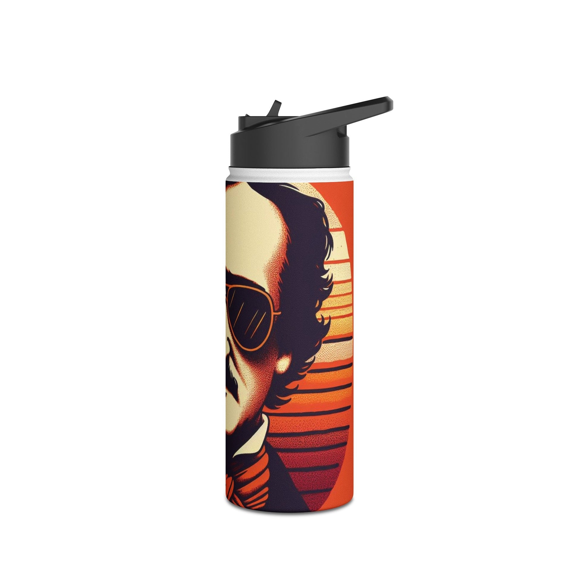 Edgar Allan Poe Wearing Sunglasses Stainless Steel Water BottleMugVTZdesigns32ozWhiteBack - to - SchoolBeverageBottles