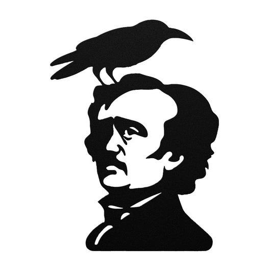 Edgar Allan Poe With Raven Metal SignWall ArtVTZdesignsBlack12 InchArt & Wall Decorcrowcrows