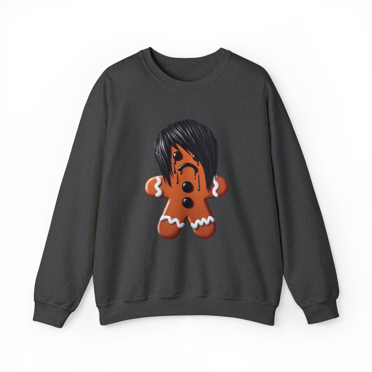 Emo Gingerbread Man Pullover Crewneck SweatshirtSweatshirtVTZdesignsSDark HeatherchristmasclothingCrew neck