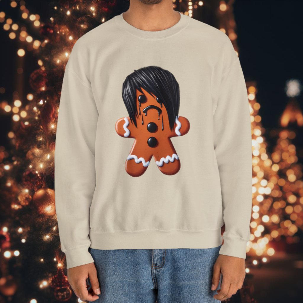 Emo Gingerbread Man Pullover Crewneck SweatshirtSweatshirtVTZdesignsSSandchristmasclothingCrew neck