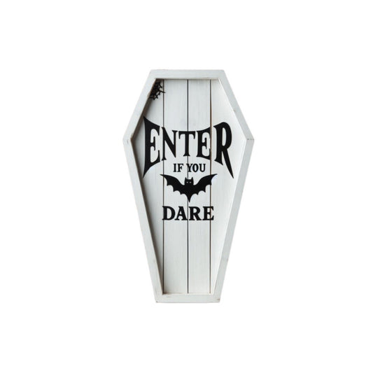 Enter If You Dare White Coffin Wood SignWall DecorVTZdesignsWhite16x16Inchdie cutgothgothic