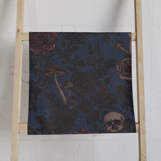 Mushrooms Roses Skulls and Spiderwebs Hand Towel