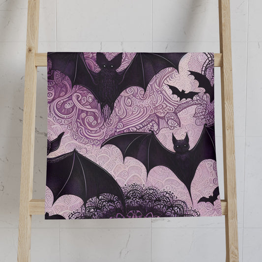 Purple Lace and Bats Hand Towel