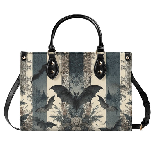 Floral Baroque Bats and Stripes HandbagVTZdesignsBlackSbagbagsbeige