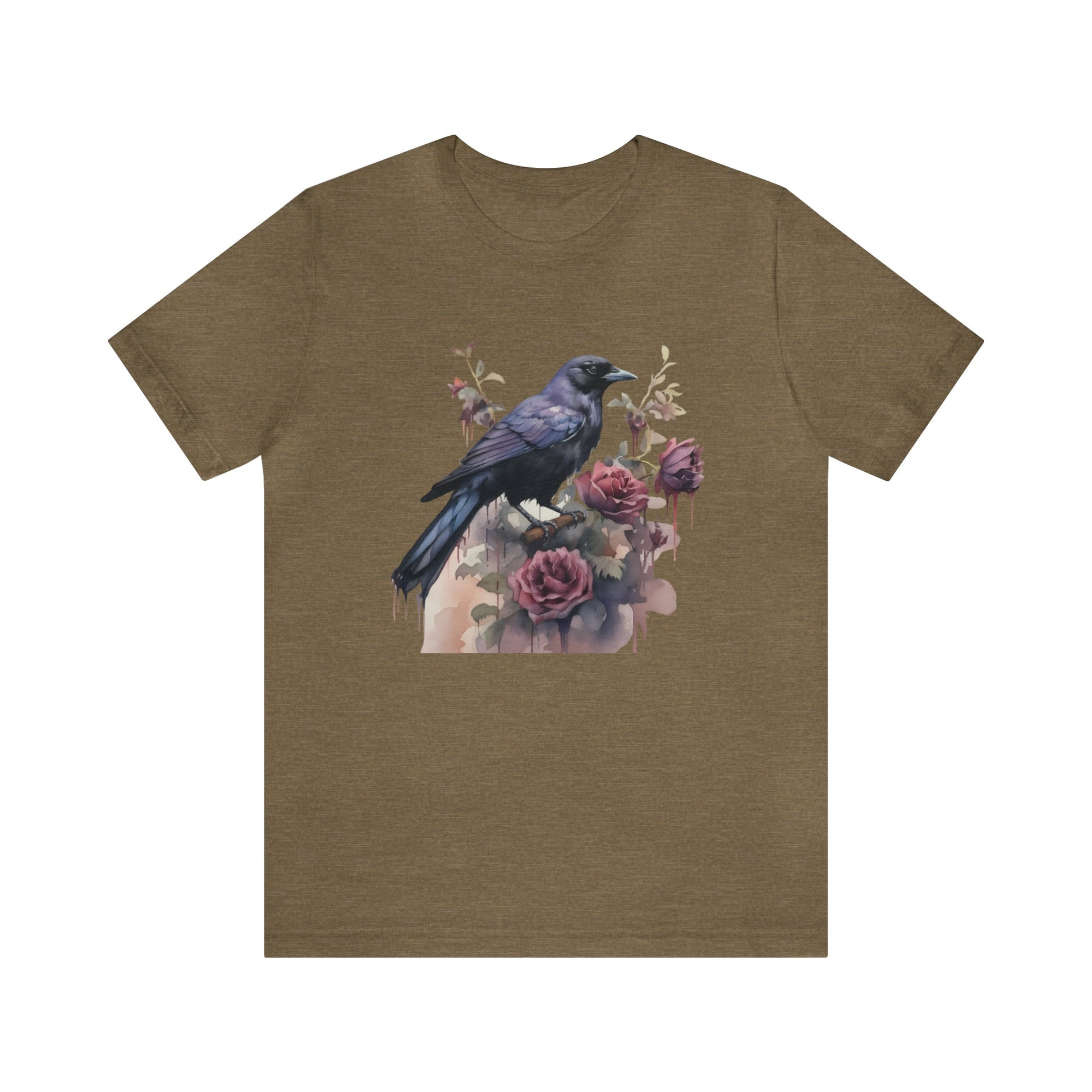 Floral Raven Tee ShirtT - ShirtVTZdesignsHeather OliveXSCottonCrew neckcrow