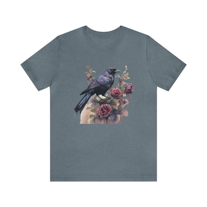 Floral Raven Tee ShirtT - ShirtVTZdesignsHeather SlateXSCottonCrew neckcrow