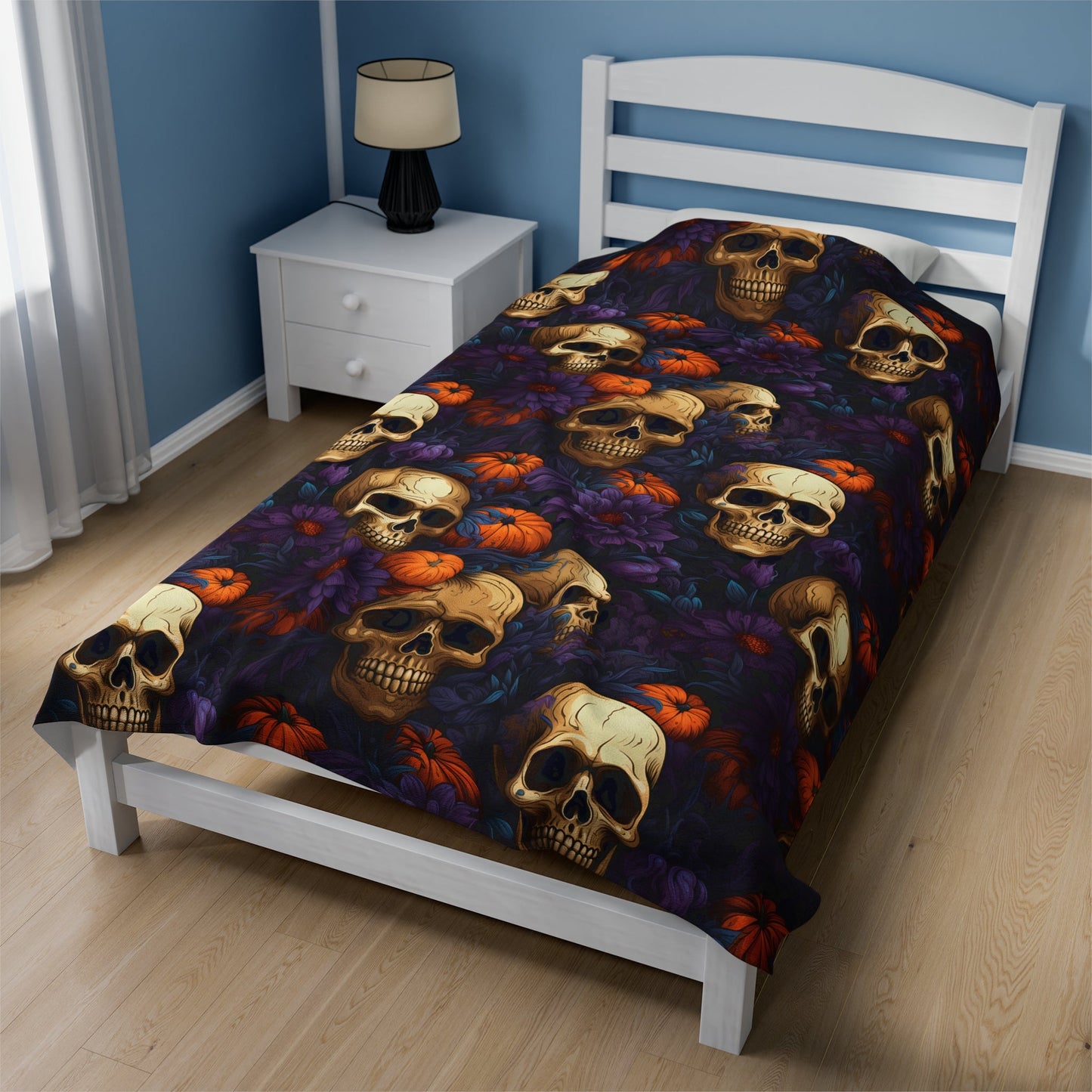 Floral Skulls and Pumpkins BlanketAll Over PrintsVTZdesigns30" × 40"All Over PrintAOPautumn florals