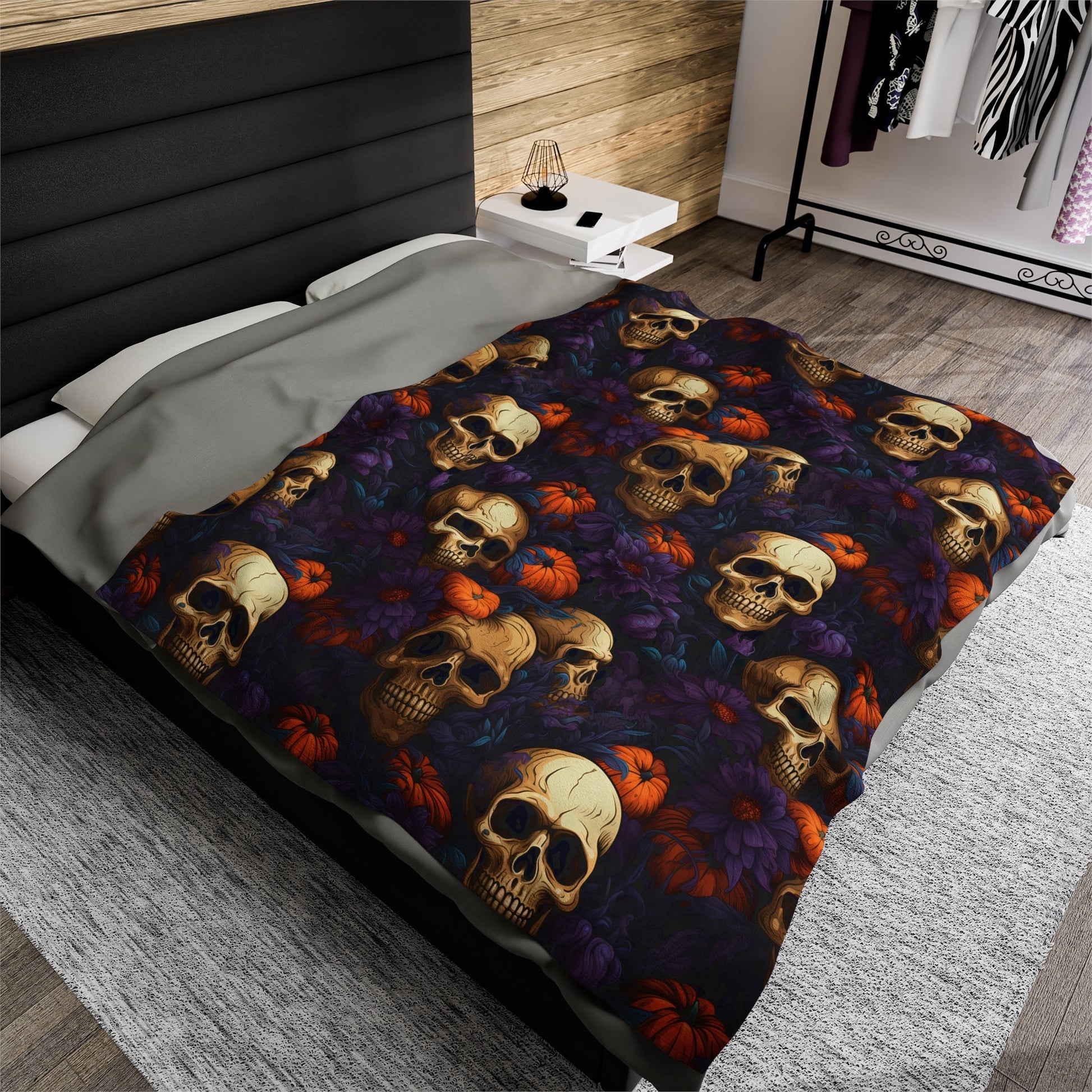 Floral Skulls and Pumpkins BlanketAll Over PrintsVTZdesigns30" × 40"All Over PrintAOPautumn florals