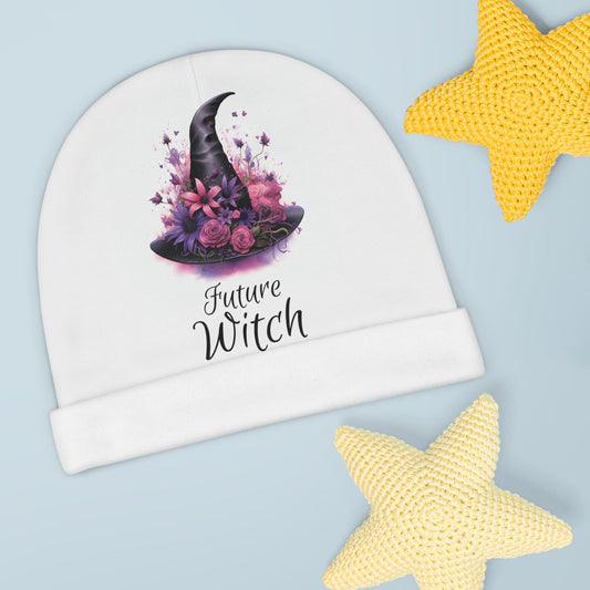 Future Witch Baby Girl Hat Baby Beanie Witchy HalloweenAll Over PrintsVTZdesignsOne sizeWhiteAccessoriesAll Over PrintAOP