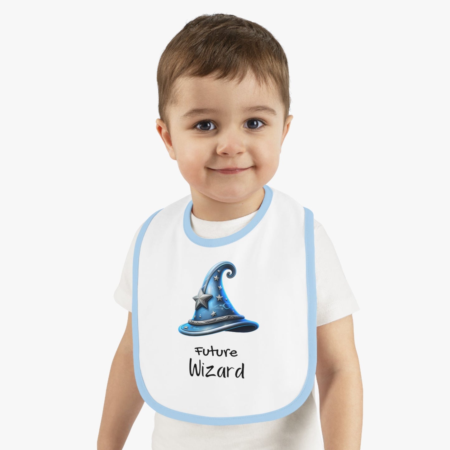 Future Wizard Baby Boy Contrast Trim Jersey BibKids accessoriesVTZdesignsWhite/Light BlueOne sizeAccessoriesBaby AccessoriesBaby bibs