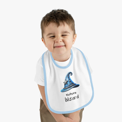 Future Wizard Baby Boy Contrast Trim Jersey BibKids accessoriesVTZdesignsWhite/Light BlueOne sizeAccessoriesBaby AccessoriesBaby bibs