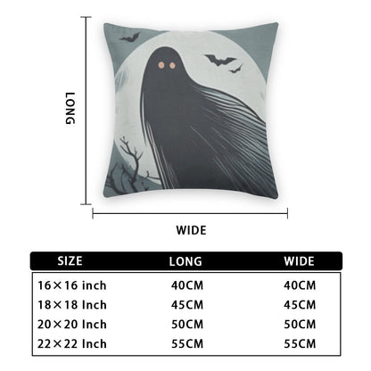 Ghost and Skull Throw Pillowcase Set of 2pillowcaseVTZdesignsWhite16x16Inchdouble sidedgothichalloween