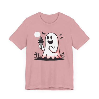 Ghost Eating Ice Cream Short Sleeve Tee ShirtT - ShirtVTZdesignsOrchidXSclothingCottonCrew neck
