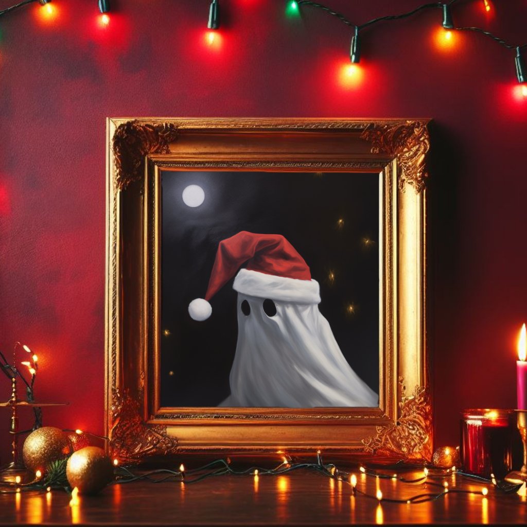 Ghost In Santa Hat PosterVTZdesigns5″×7″Art & Wall Decorart printchristmas