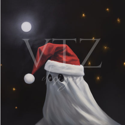 Ghost In Santa Hat PosterVTZdesigns5″×7″Art & Wall Decorart printchristmas