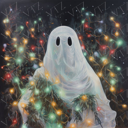 Ghost With Christmas Lights PosterVTZdesigns5″×7″art printchristmaschristmassy