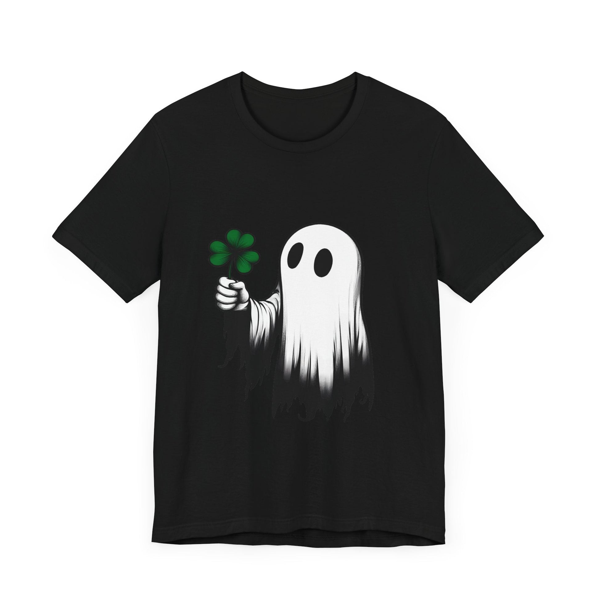 Ghost With Clover Short Sleeve Tee ShirtT - ShirtVTZdesignsBlackXSCottonCrew neckDTG