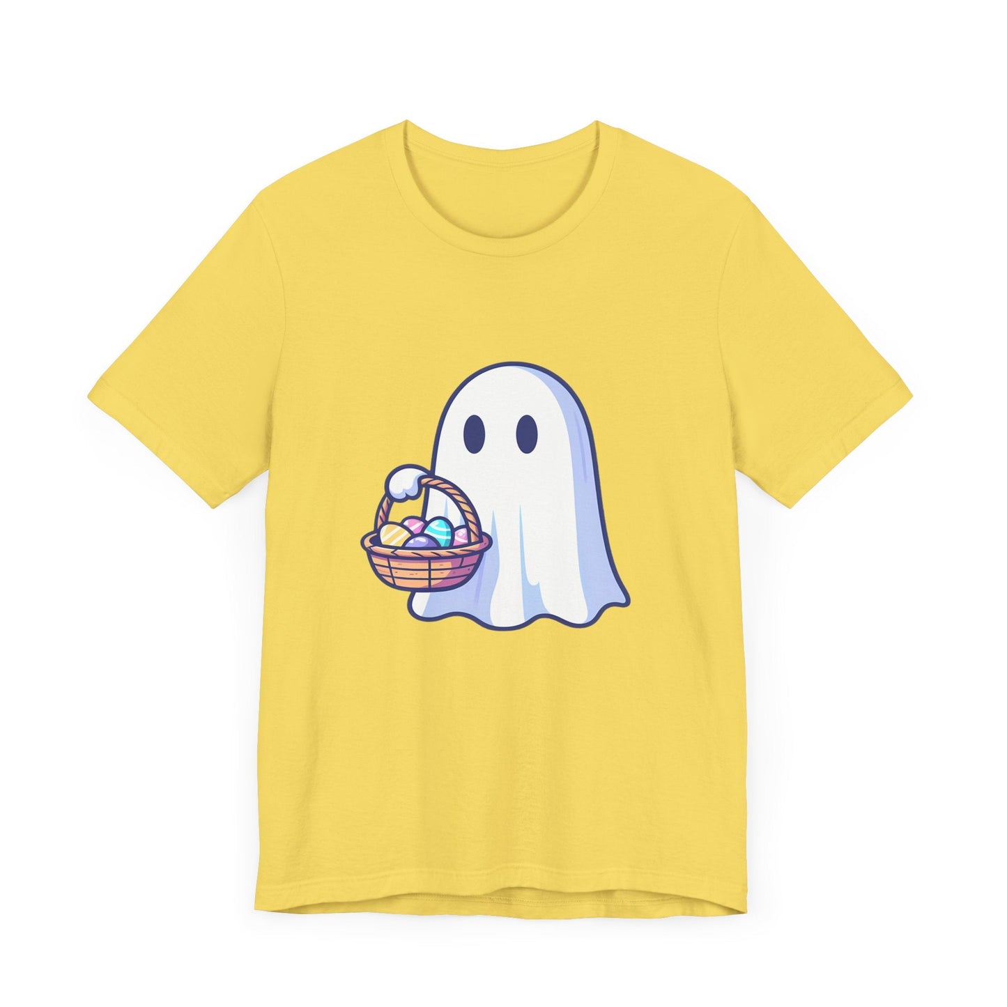 Ghost With Easter Basket Short Sleeve Tee ShirtT - ShirtVTZdesignsMaize YellowXSCottonCrew neckDTG