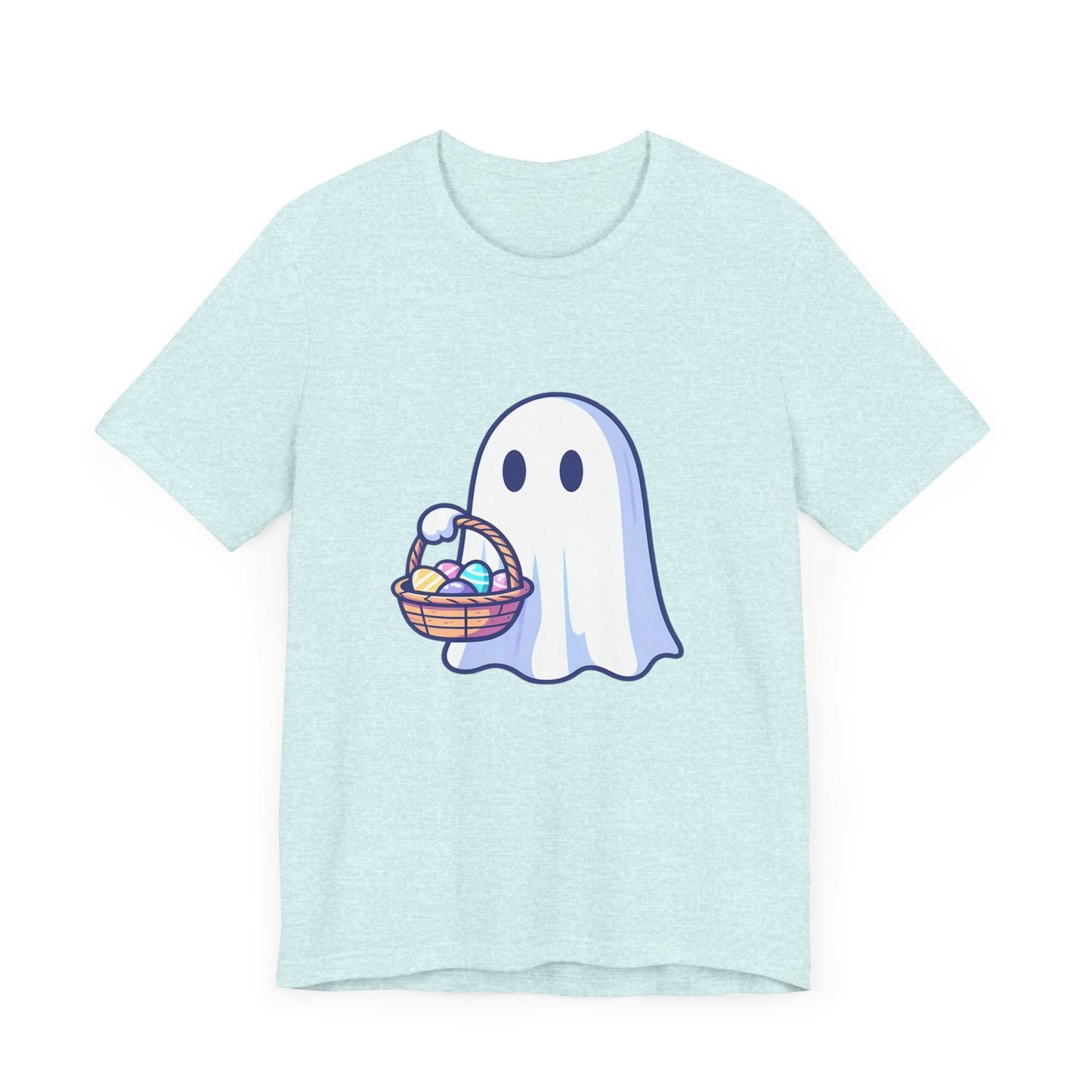 Ghost With Easter Basket Short Sleeve Tee ShirtT - ShirtVTZdesignsHeather Prism Ice BlueXSCottonCrew neckDTG