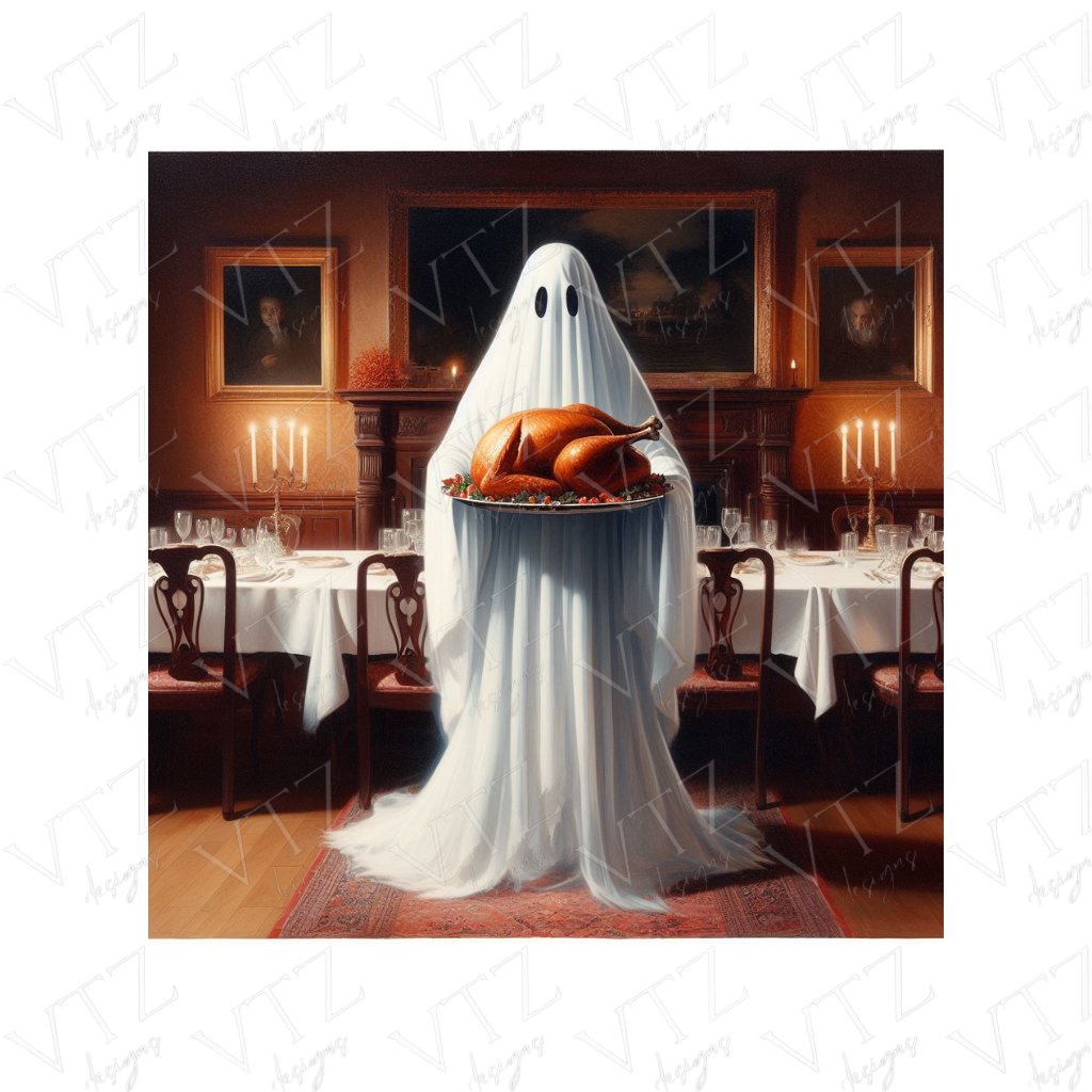 Ghostly Thanksgiving PosterVTZdesigns5″×7″Art & Wall Decorautumncandles