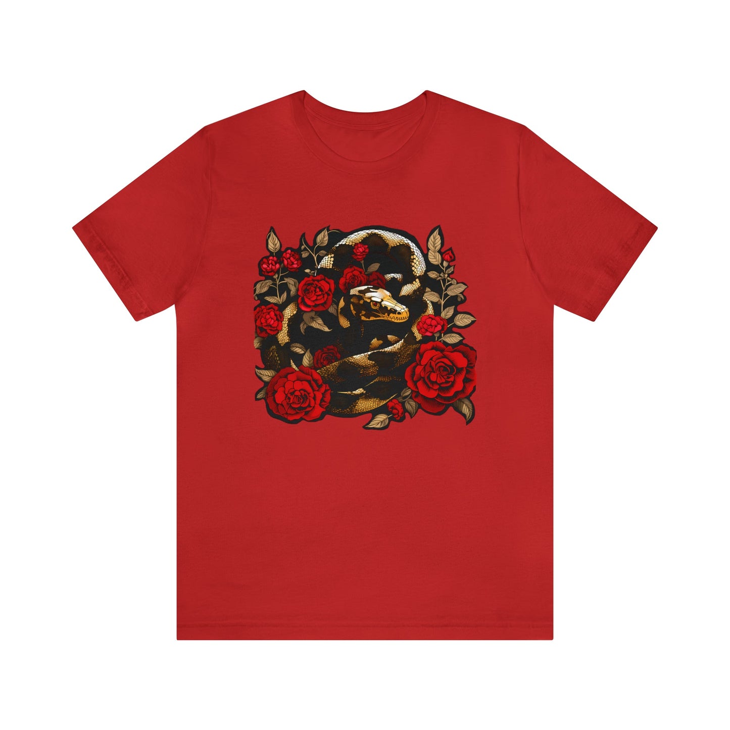 Gold Snake With Red Roses Tee ShirtT - ShirtVTZdesignsRedXSCottonCrew neckDTG