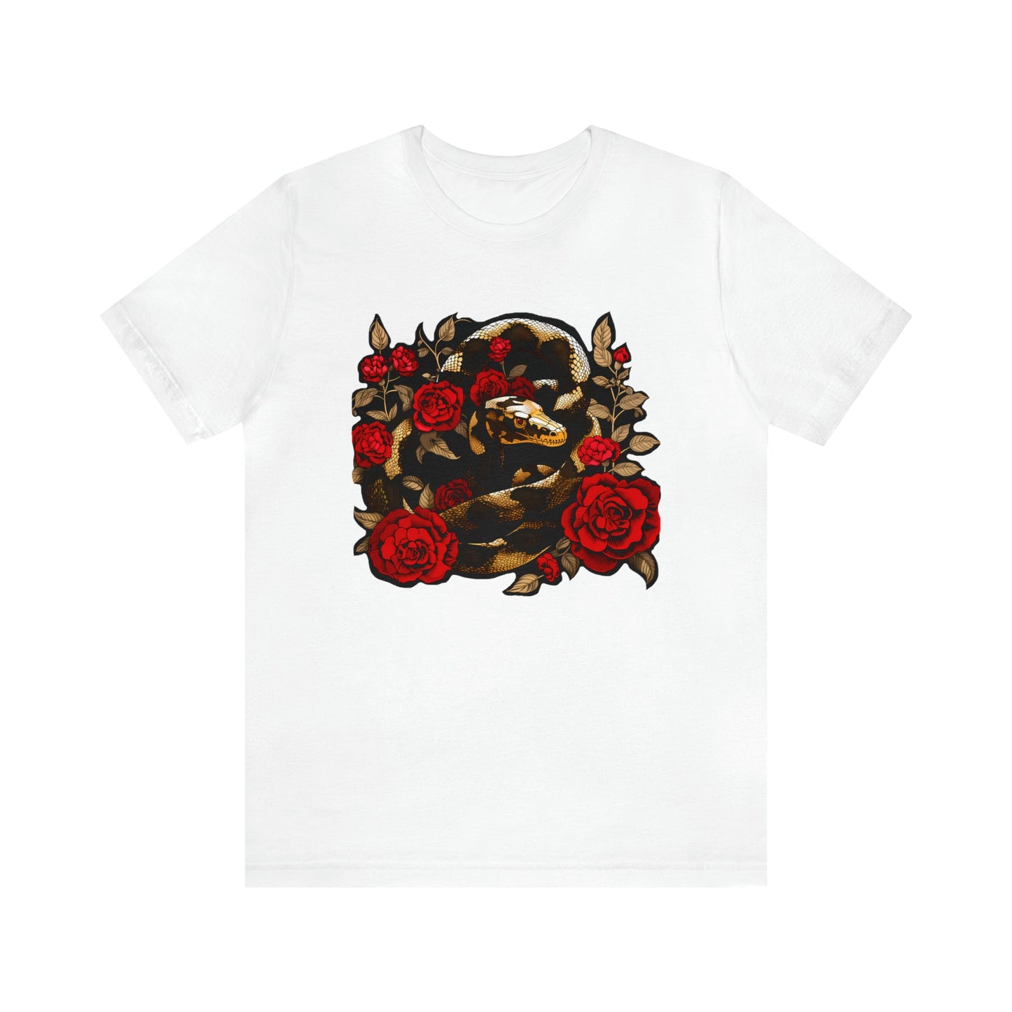 Gold Snake With Red Roses Tee ShirtT - ShirtVTZdesignsWhiteXSCottonCrew neckDTG