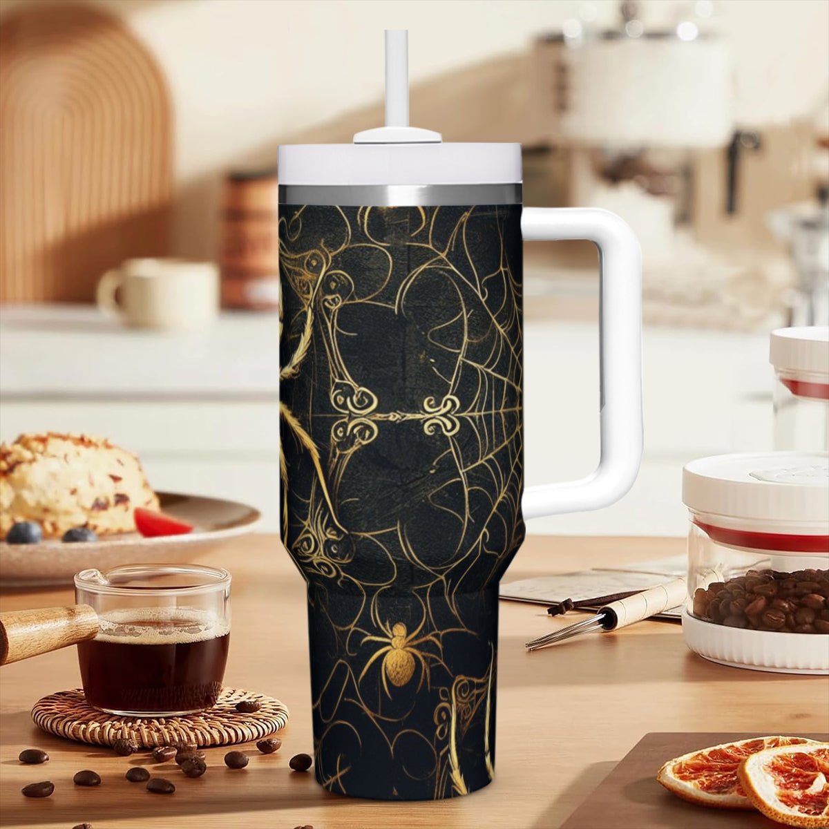 Gold Spiders 40oz TumblerVTZdesignsWhiteOne sizegothichalloweenHome & Living