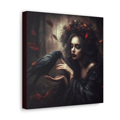 Gothic Witch & Raven In Woods Canvas Gallery WrapCanvasVTZdesigns12″ x 12″1.25"Art & Wall DecorCanvascrow