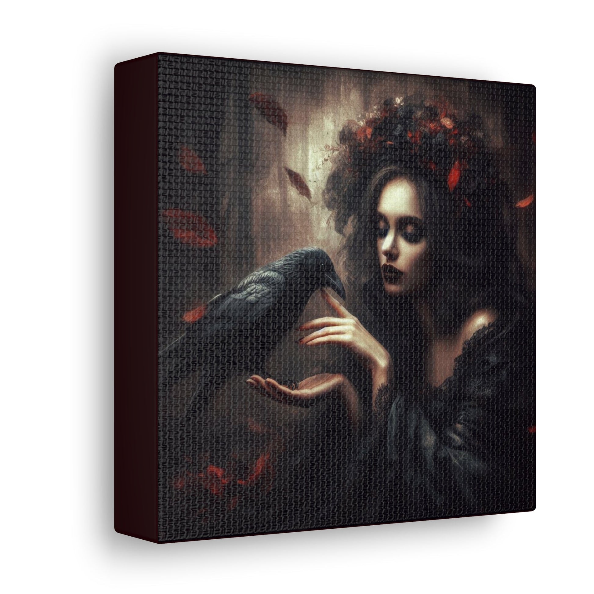 Gothic Witch & Raven In Woods Canvas Gallery WrapCanvasVTZdesigns6″ x 6″1.25"Art & Wall DecorCanvascrow