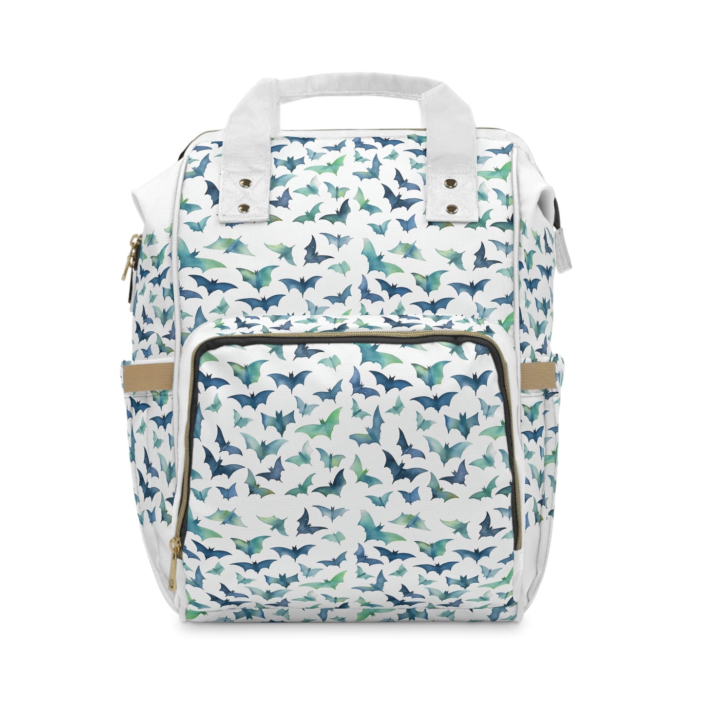 Green Blue Watercolor Bats Boys Multifunctional Diaper Bag BackpackBagsVTZdesigns15.0" × 10.8" × 6.7''AccessoriesAll Over PrintAOP