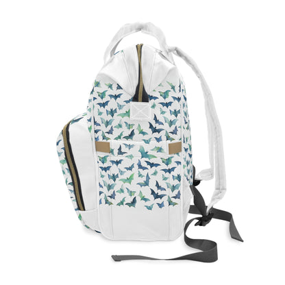 Green Blue Watercolor Bats Boys Multifunctional Diaper Bag BackpackBagsVTZdesigns15.0" × 10.8" × 6.7''AccessoriesAll Over PrintAOP