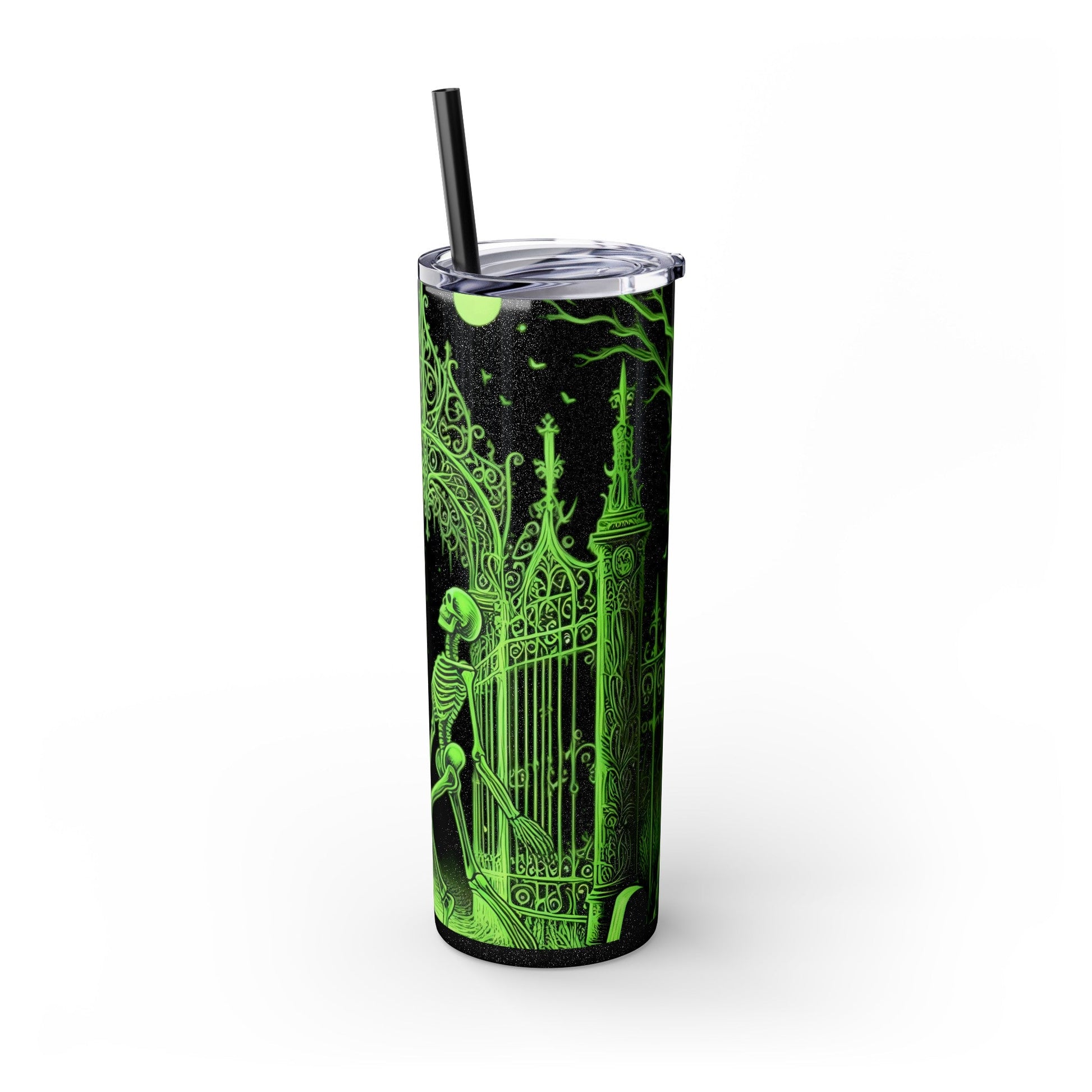 Green Skeleton In Graveyard Tumbler with StrawMugVTZdesignsMatteBlack20oz20 ozBottles & Tumblerscemetery