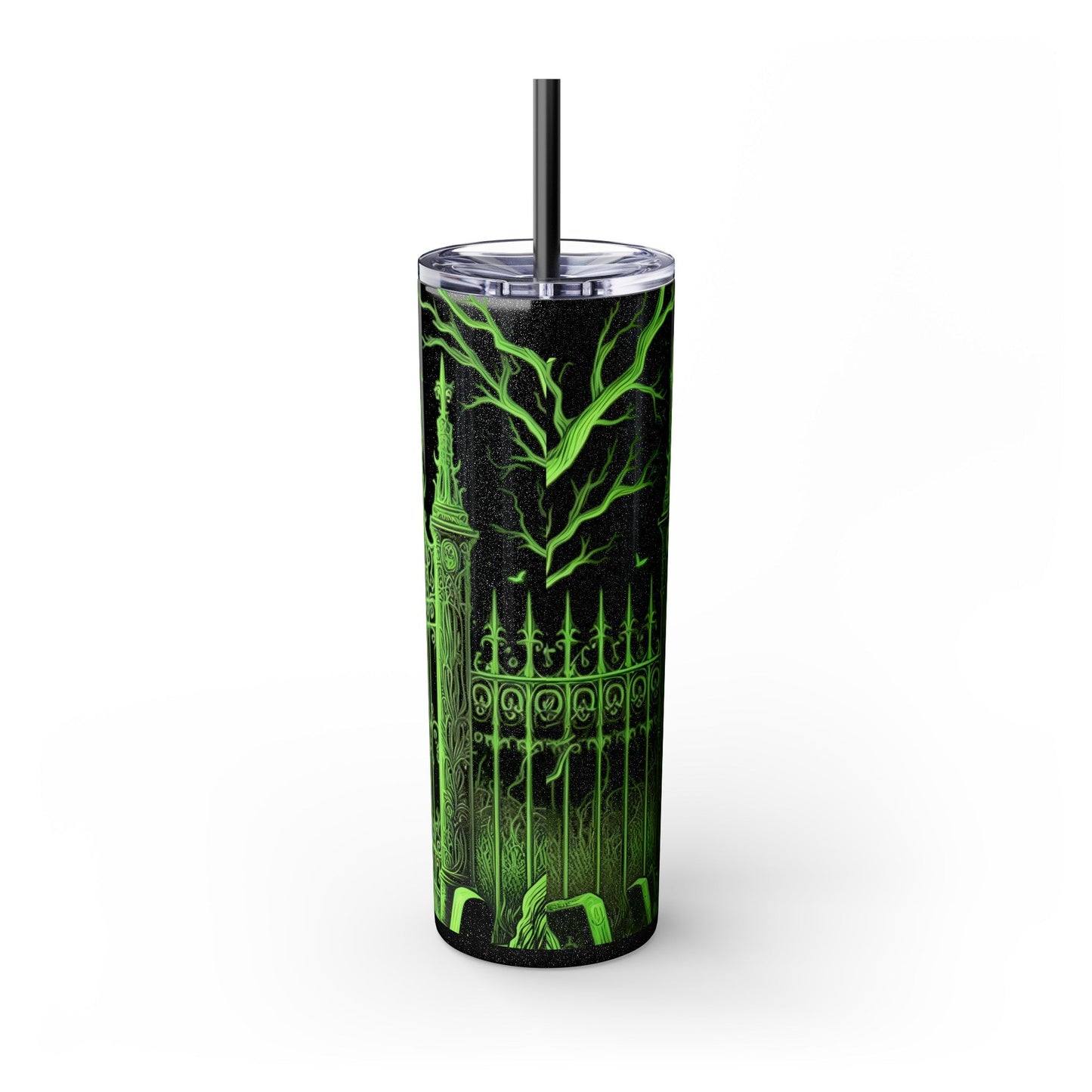 Green Skeleton In Graveyard Tumbler with StrawMugVTZdesignsMatteBlack20oz20 ozBottles & Tumblerscemetery