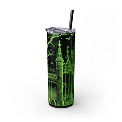 Green Skeleton In Graveyard Tumbler with StrawMugVTZdesignsMatteBlack20oz20 ozBottles & Tumblerscemetery