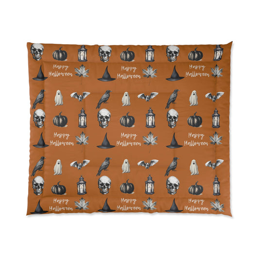 Halloween Black and Orange ComforterHome DecorVTZdesigns104" × 88"autumnbatsBed
