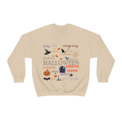 Halloween Collage Print Crewneck Pullover SweatshirtSweatshirtVTZdesignsSSandbatblack catcozy