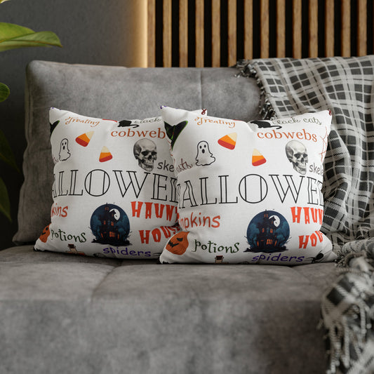 Halloween Collage Print Square Pillow CaseHome DecorVTZdesigns14" × 14"All Over PrintAOPbat