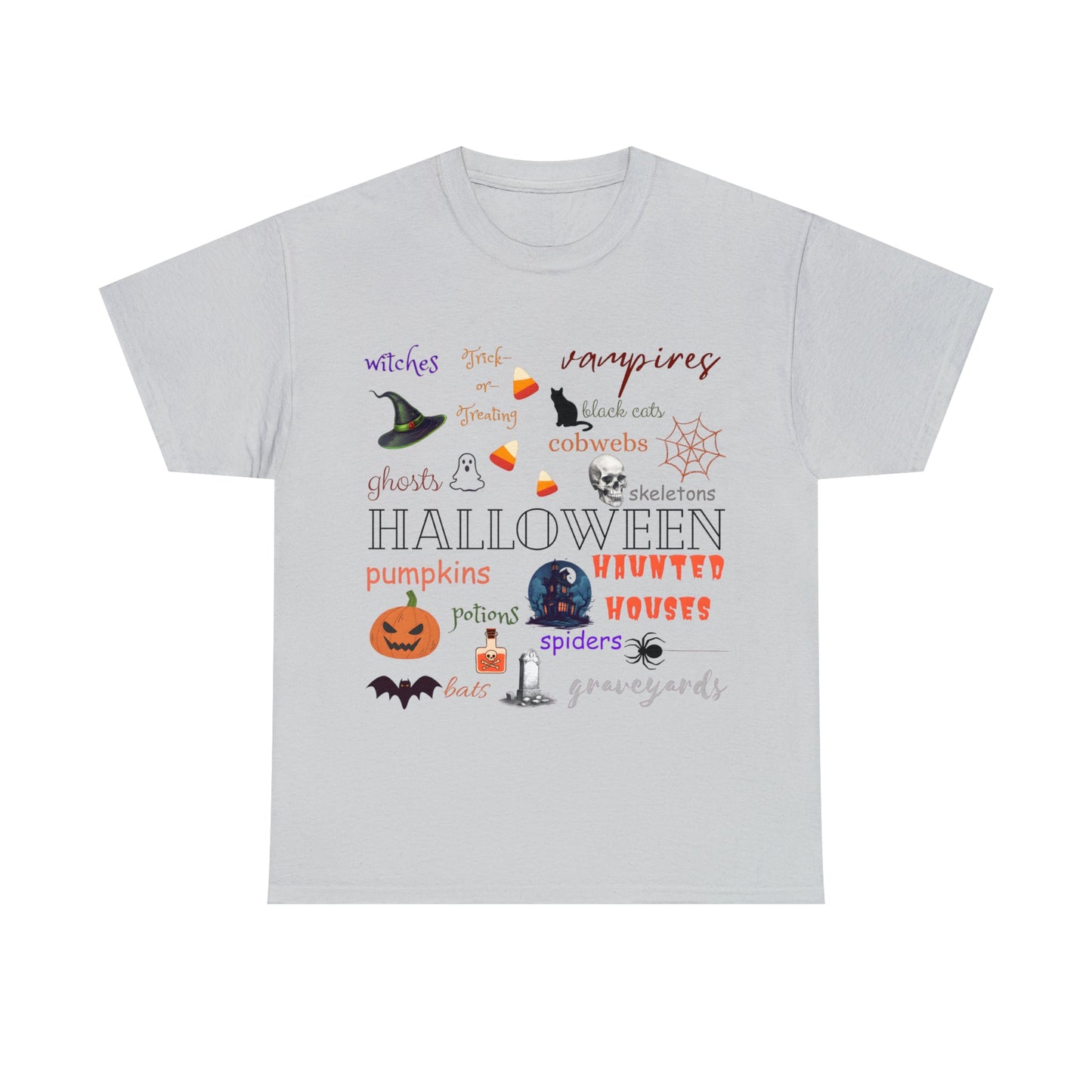 Halloween Collage Tee ShirtT - ShirtVTZdesignsIce GreySbatblack catCrew neck