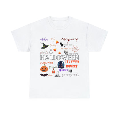 Halloween Collage Tee ShirtT - ShirtVTZdesignsWhiteSbatblack catCrew neck