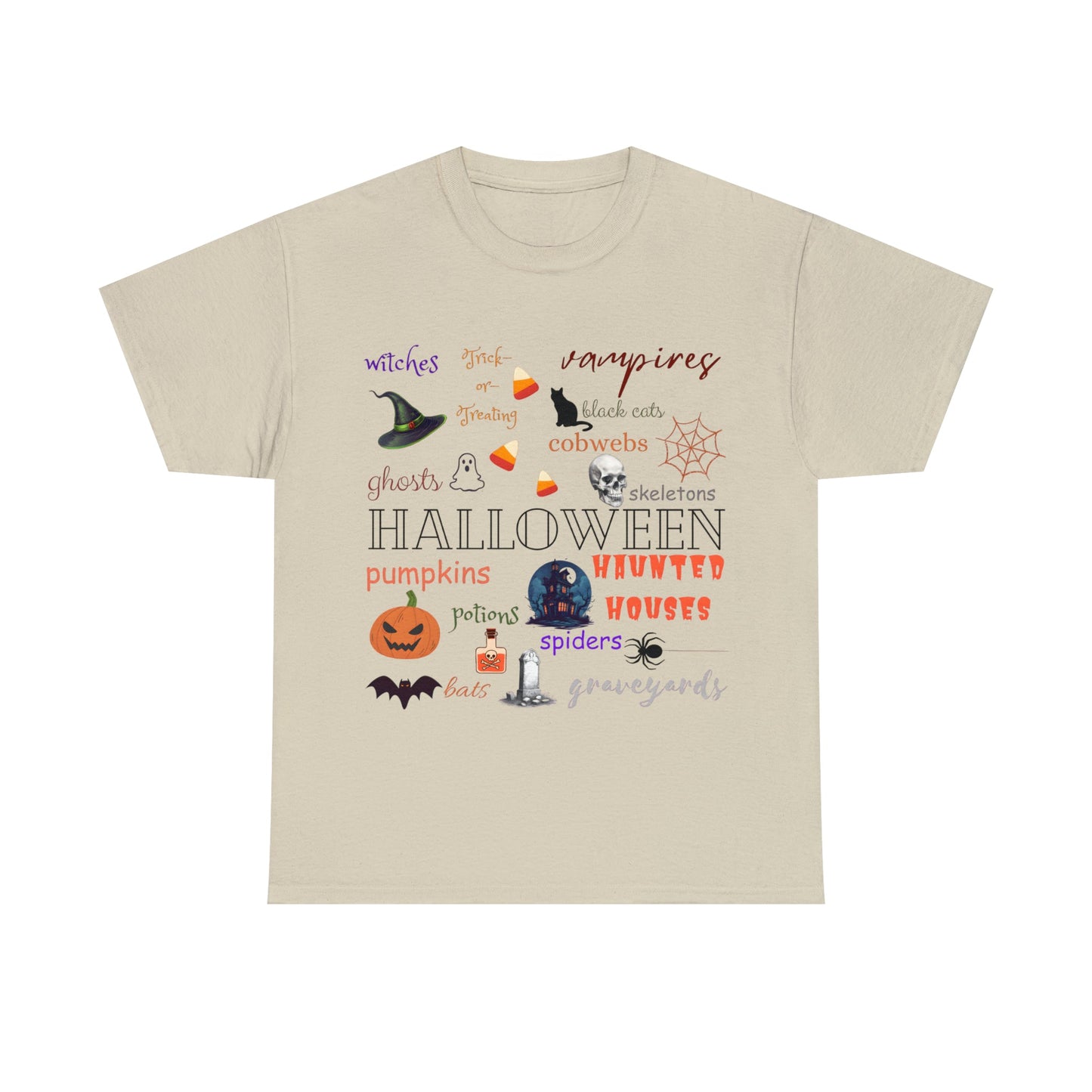 Halloween Collage Tee ShirtT - ShirtVTZdesignsSandSbatblack catCrew neck