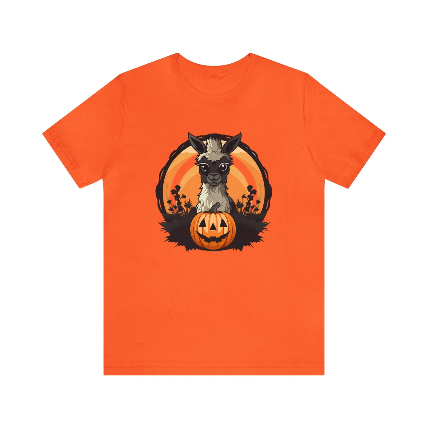 Halloween Llama Tee ShirtT - ShirtVTZdesignsOrangeXSalpacaCottonCrew neck